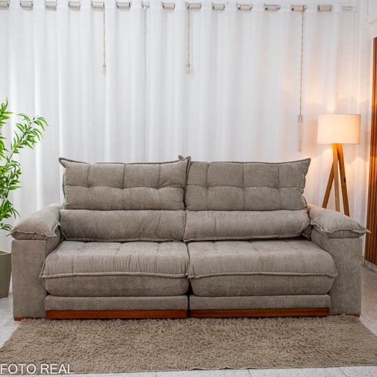 Sof� Retr�til Reclin�vel Ita�na 2.30m Chenille Bege 574 - Molas Ensacadas