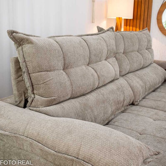 Sof� Retr�til Reclin�vel Ita�na 2.30m Chenille Bege 574 - Molas Ensacadas