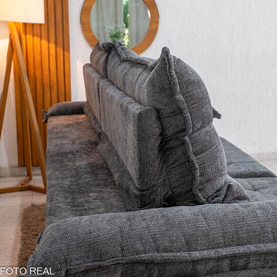 Sof� Retr�til Reclin�vel Ita�na 2.30m Chenille Grafite 573 - Molas Ensacadas