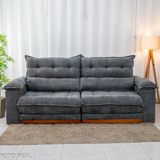 Sof� Retr�til Reclin�vel Ita�na 2.30m Chenille Grafite 573 - Molas Ensacadas