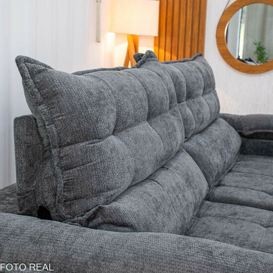 Sof� Retr�til Reclin�vel Ita�na 2.30m Chenille Grafite 573 - Molas Ensacadas