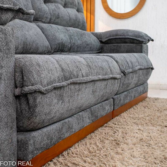 Sof� Retr�til Reclin�vel Ita�na 2.30m Chenille Grafite 573 - Molas Ensacadas