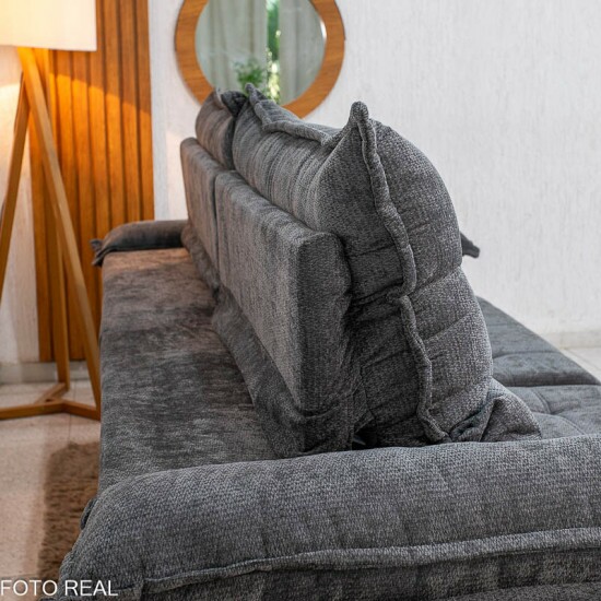 Sof� Retr�til Reclin�vel Ita�na 2.50m Chenille Grafite 573 - Molas Ensacadas