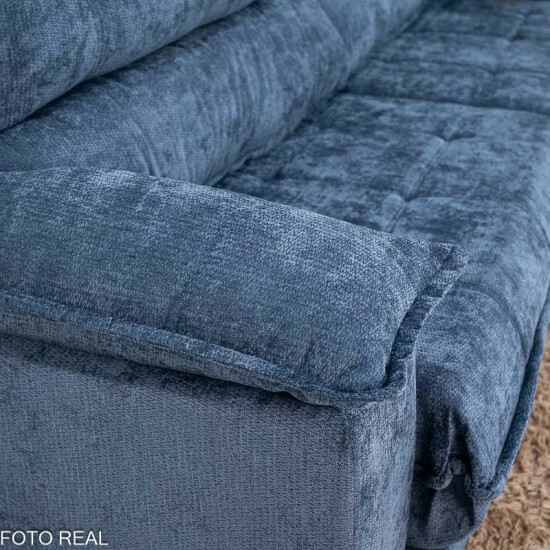 Sof� Retr�til Reclin�vel Ita�na 2.90m Chenille Azul 575 - Molas Ensacadas