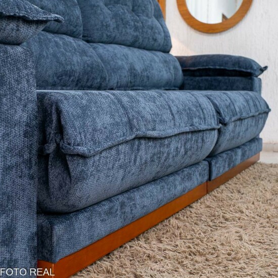 Sof� Retr�til Reclin�vel Ita�na 2.90m Chenille Azul 575 - Molas Ensacadas