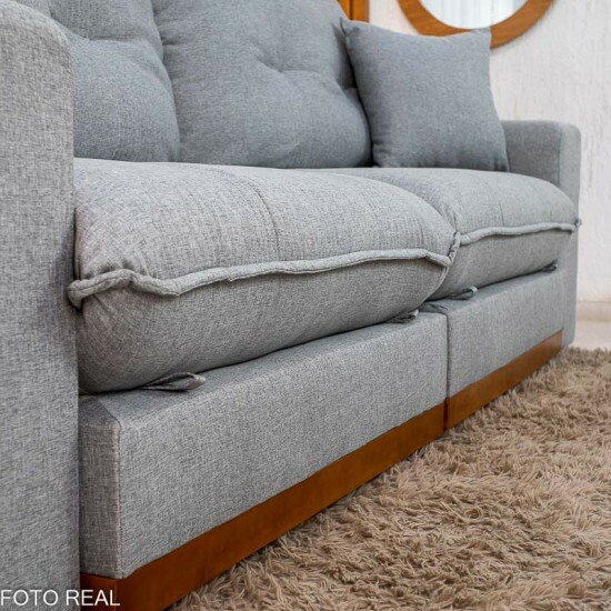 Sof� Retr�til Reclin�vel Ruah 2.50m Linho Cinza 2016 - Molas Ensacadas