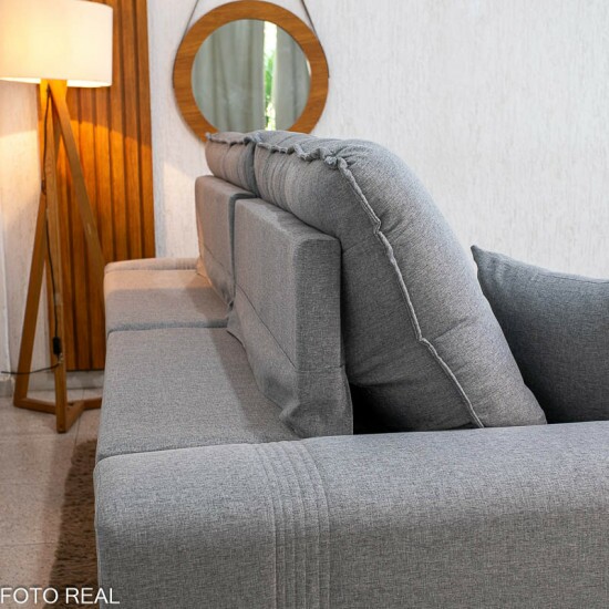 Sof� Retr�til Reclin�vel Ruah 2.50m Linho Cinza 2016 - Molas Ensacadas