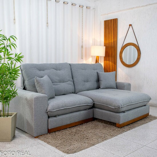Sof� Retr�til Reclin�vel Ruah 2.50m Linho Cinza 2016 - Molas Ensacadas