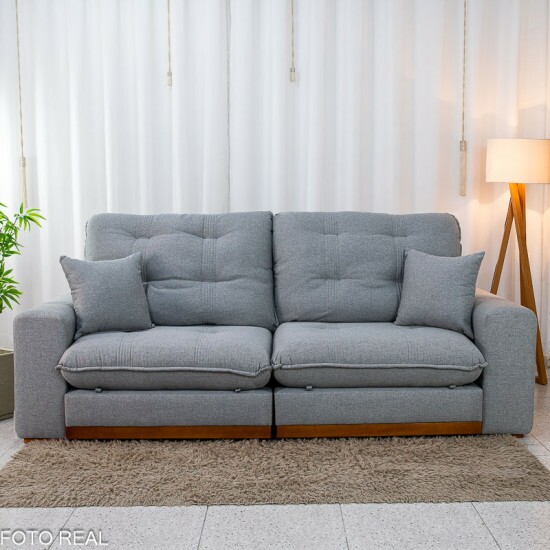 Sof� Retr�til Reclin�vel Ruah 2.50m Linho Cinza 2016 - Molas Ensacadas