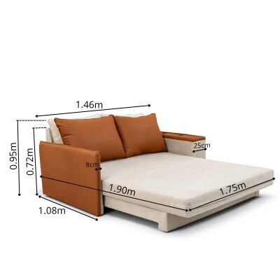 Sof� Cama Orion Larg. 1.46m Veludo Bege 37