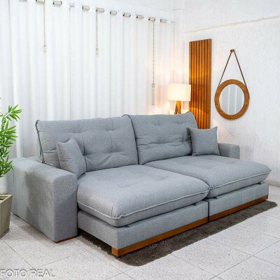 Sof� Retr�til Reclin�vel Ruah 2.90m Linho Cinza 2016 - Molas Ensacadas