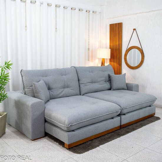 Sof� Retr�til Reclin�vel Ruah 2.90m Linho Cinza 2016 - Molas Ensacadas