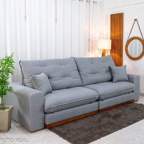 Sof� Retr�til Reclin�vel Ruah 2.90m Linho Cinza 2016 - Molas Ensacadas