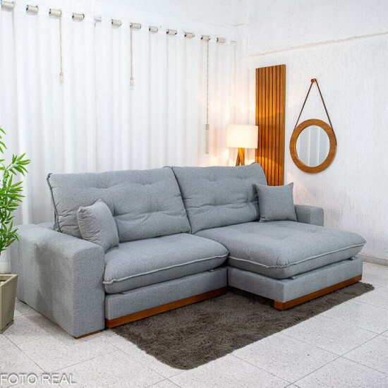 Sof� Retr�til Reclin�vel Ruah 2.90m Linho Cinza 2016 - Molas Ensacadas