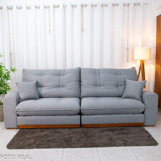 Sof� Retr�til Reclin�vel Ruah 2.90m Linho Cinza 2016 - Molas Ensacadas