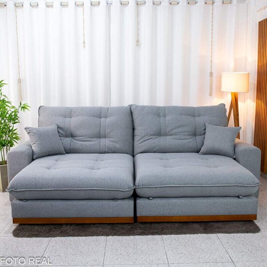 Sof� Retr�til Reclin�vel Ruah 2.90m Linho Cinza 2016 - Molas Ensacadas
