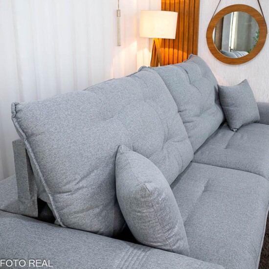 Sof� Retr�til Reclin�vel Ruah 2.90m Linho Cinza 2016 - Molas Ensacadas
