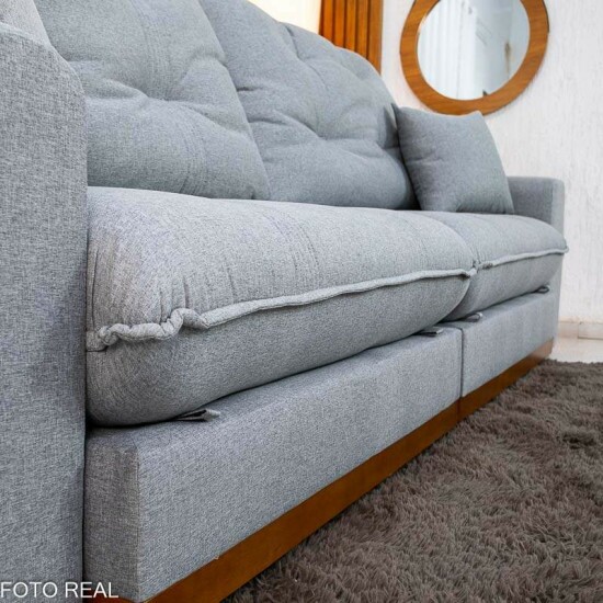 Sof� Retr�til Reclin�vel Ruah 2.90m Linho Cinza 2016 - Molas Ensacadas