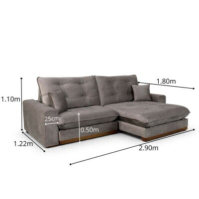 Sof� Retr�til Reclin�vel Ruah 2.90m Veludo Avel� 4052 - Molas Ensacadas