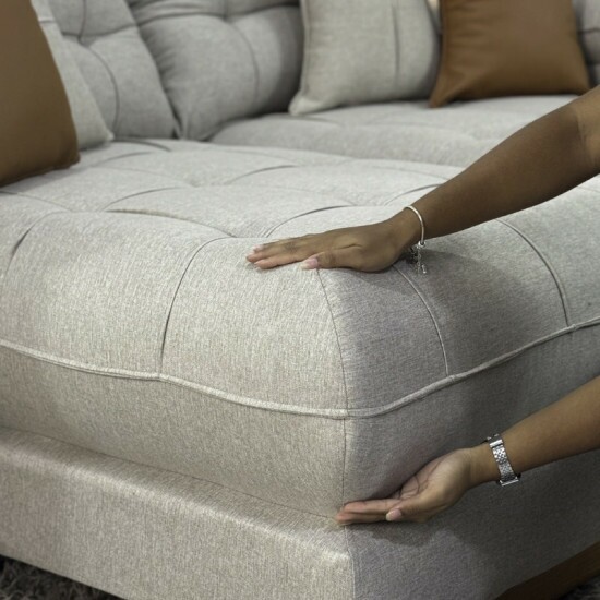 Sof� Retr�til Reclin�vel Verona 3.20m Linho Bege - Molas Ensacadas