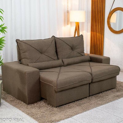 Sof� Retr�til Reclin�vel Tokio 2.00m Linho Marrom
