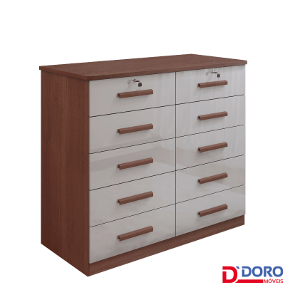 C�moda Ryad Com 10 Gavetas Castanho/Off - D Doro