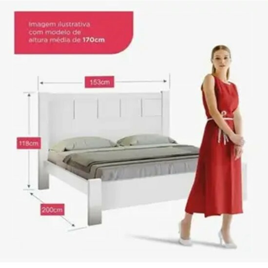 Cama Casal Prim�cia Branco Larg. 1.53m - D Doro