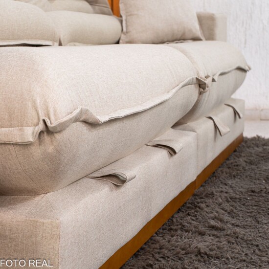 Sof� Retr�til Reclin�vel M�naco 2.50m Linho Bege A57 - Molas Ensacadas