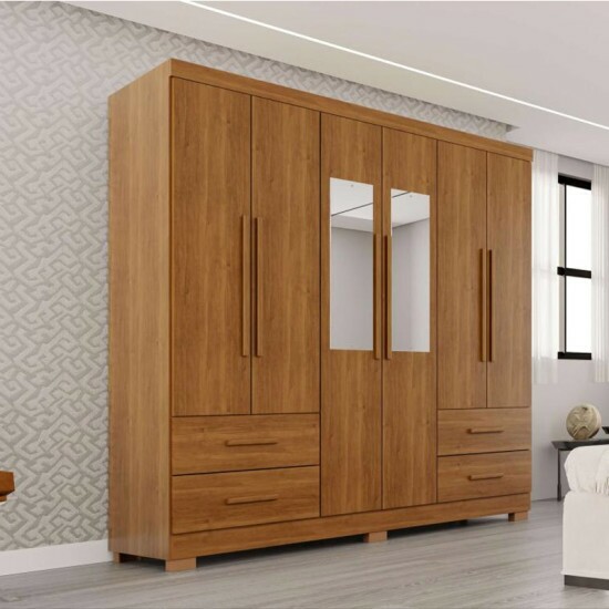 Guarda-roupa Texas Premium Cinamomo C/Espelho e P�s 6 Portas 4 gavetas Larg. 1.80m - Sall�to