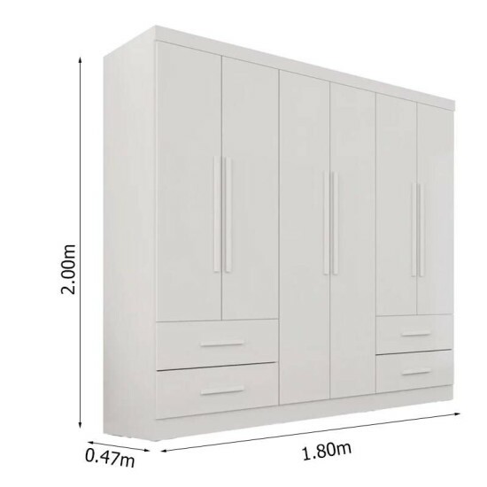 Guarda-roupa Texas Premium Branco 6 Portas 4 gavetas Larg. 1.80m - Sall�to