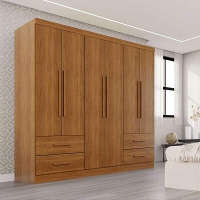 Guarda-roupa Texas Premium Cinamomo 6 Portas 4 gavetas Larg. 1.80m - Sall�to