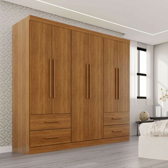 Guarda-roupa Texas Premium Cinamomo 6 Portas 4 gavetas Larg. 1.80m - Sall�to