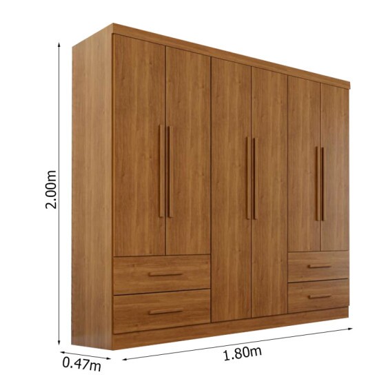 Guarda-roupa Texas Premium Cinamomo 6 Portas 4 gavetas Larg. 1.80m - Sall�to