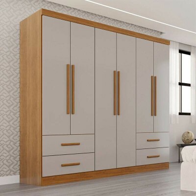 Guarda-roupa Texas Premium Cinamomo/Off 6 Portas 4 gavetas Larg. 1.80m - Sall�to