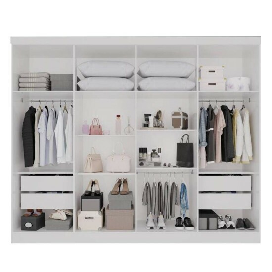 Guarda-roupa Recife Branco 8 Portas 4 Gavetas Larg. 2.41m - Sall�to