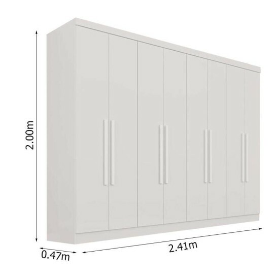 Guarda-roupa Recife Branco 8 Portas 4 Gavetas Larg. 2.41m - Sall�to