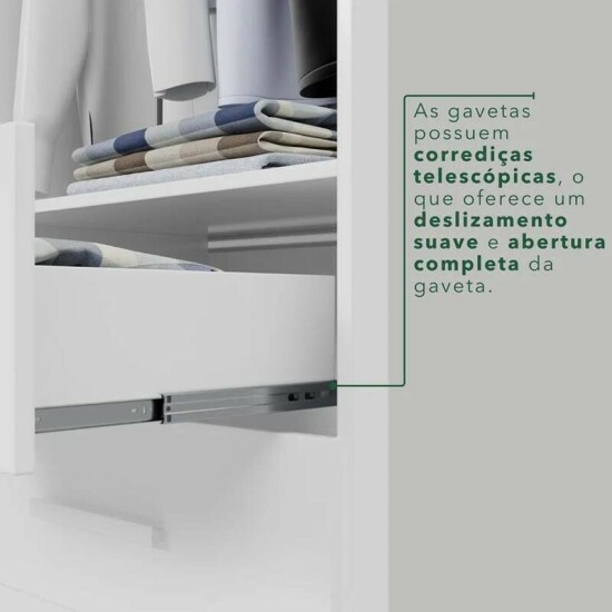 Guarda-roupa Recife Branco 8 Portas 4 Gavetas Larg. 2.41m - Sall�to