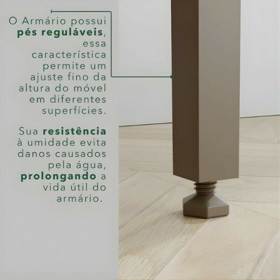 Balc�o P�rola Branco/Cinamomo 2 Portas e 2 Gavetas Larg 1.20m + A�reo P�rola 2 Portas Branco/Cinamomo Larg. 1.20m - Sall�to