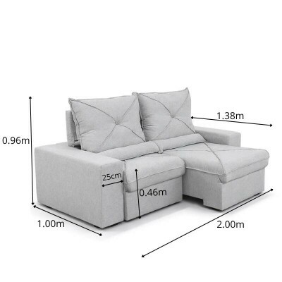 Sof� Retr�til Reclin�vel Tokio 2.00m Linho Cinza 31