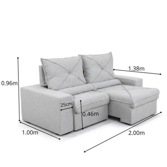 Sof� Retr�til Reclin�vel Tokio 2.00m Linho Cinza 31