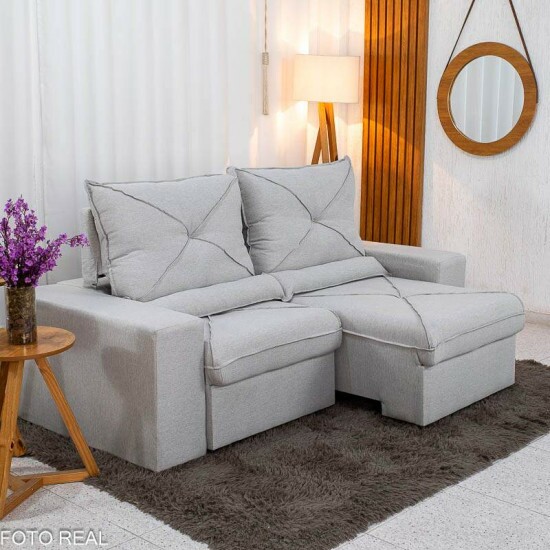 Sof� Retr�til Reclin�vel Tokio 2.00m Linho Cinza 31