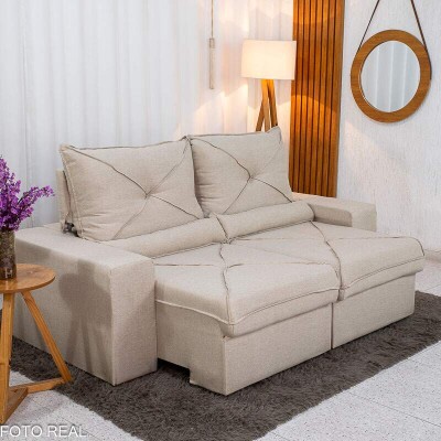 Sof� Retr�til Reclin�vel Tokio 2.00m Linho Bege 30