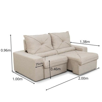 Sof� Retr�til Reclin�vel Tokio 2.00m Linho Bege 30