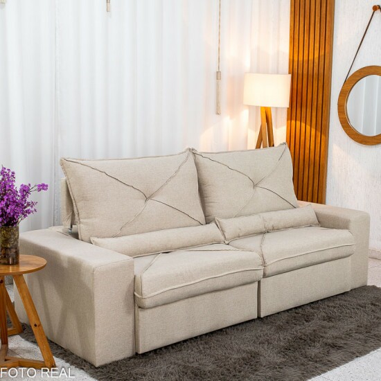 Sof� Retr�til Reclin�vel Tokio 2.30m Linho Bege 30