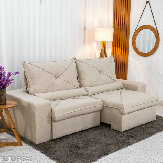 Sof� Retr�til Reclin�vel Tokio 2.30m Linho Bege 30