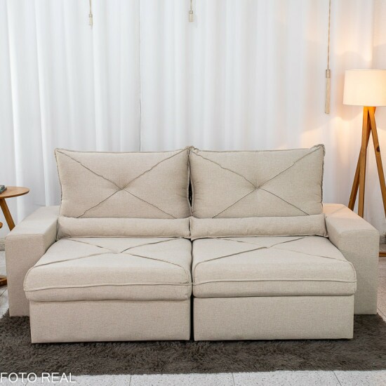Sof� Retr�til Reclin�vel Tokio 2.30m Linho Bege 30