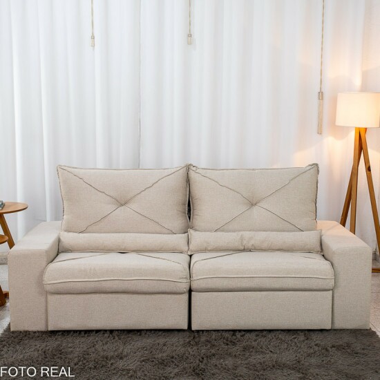 Sof� Retr�til Reclin�vel Tokio 2.30m Linho Bege 30