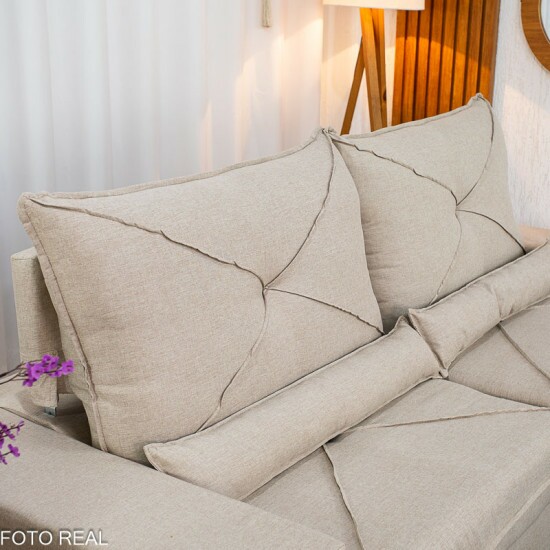 Sof� Retr�til Reclin�vel Tokio 2.30m Linho Bege 30