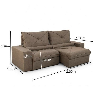 Sof� Retr�til Reclin�vel Tokio 2.30m Linho Marrom 28