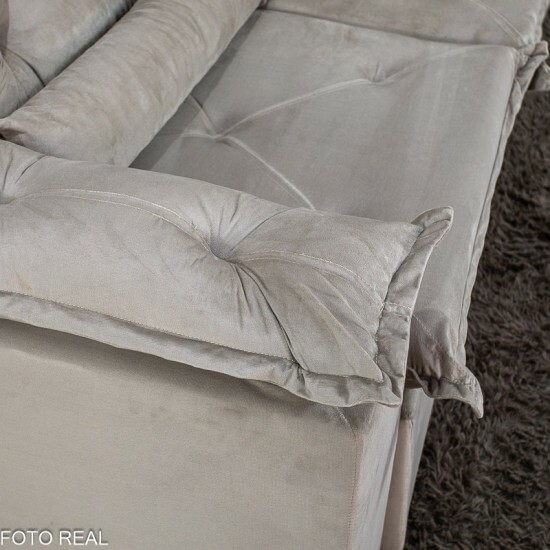 Sof� Retr�til Reclin�vel Bras�o 2.70m Veludo Bege - Sem Caixa